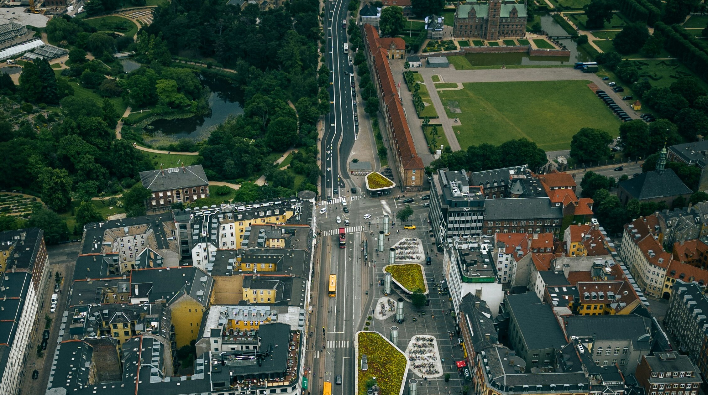Aerial view of Copenhagen with city skyline
