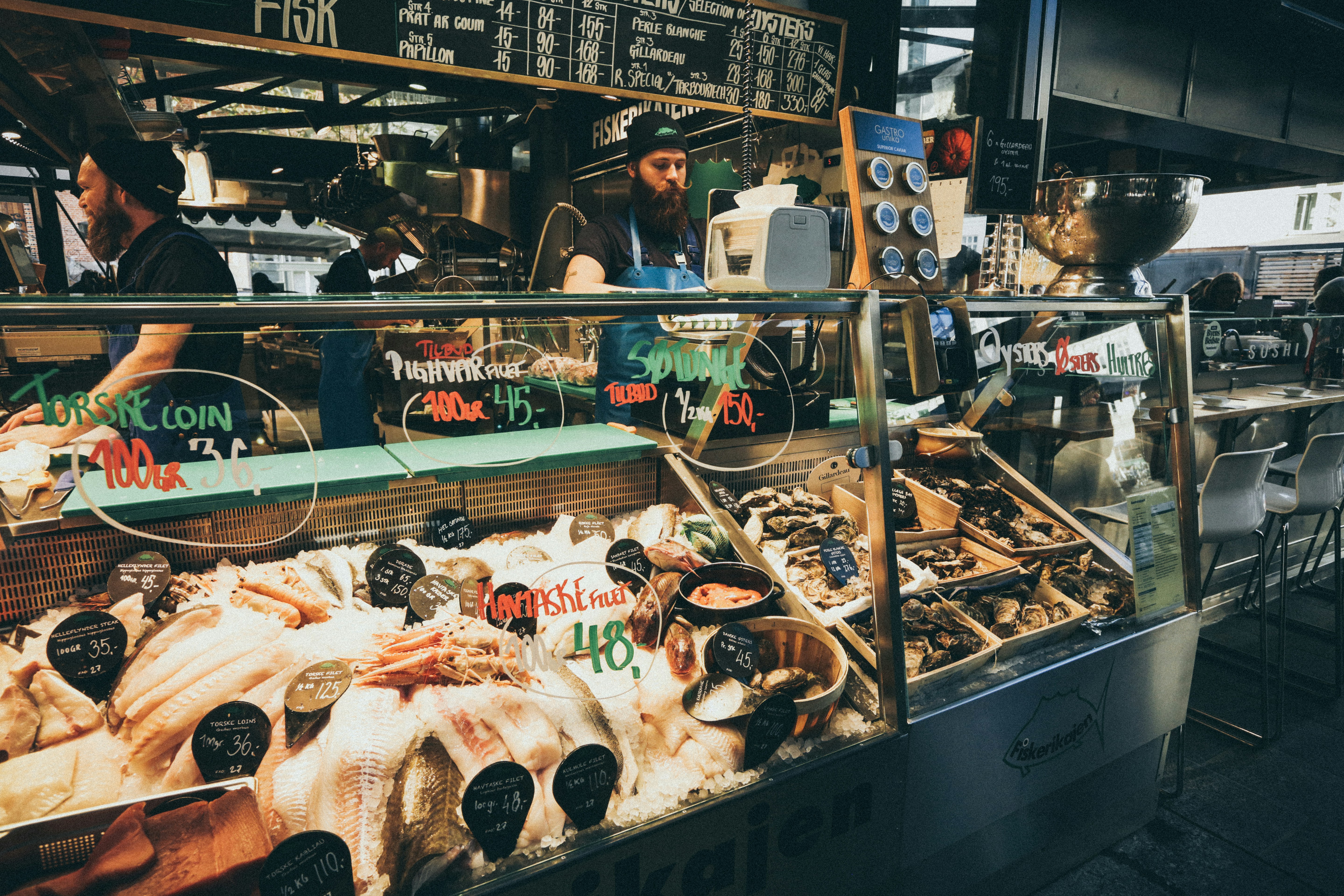 Delicious fish and seafood at a traditional Danish restaurant